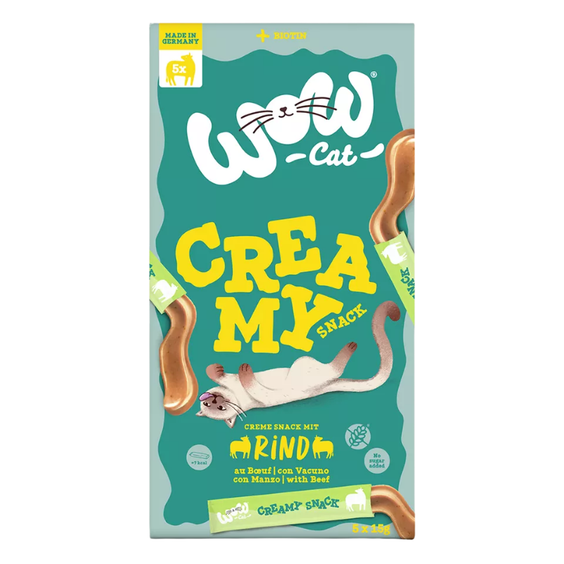 Wow Cat Creamy Snack mit Rind 5x15g