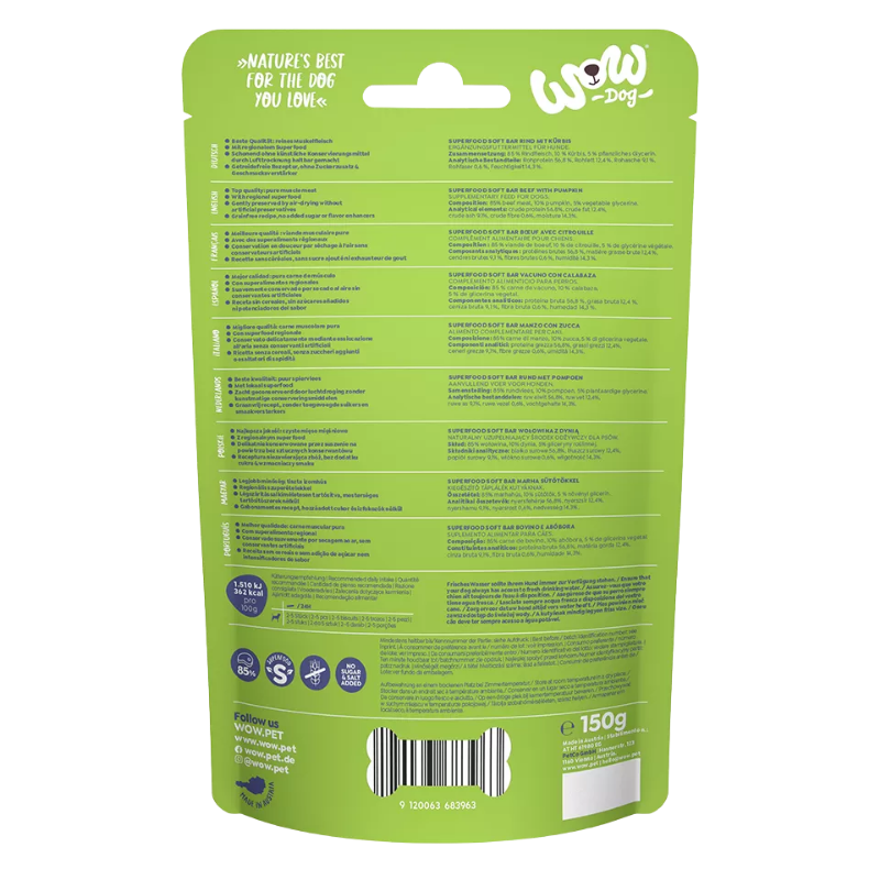 Wow Dog Superfood Soft Bar Rind 150 g