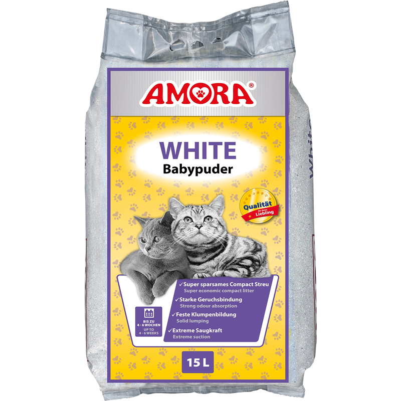 AMORA Katzenstreu White Babypuder