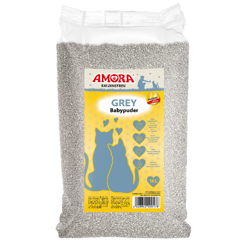 AMORA Katzenstreu Grey Compact Babypuder