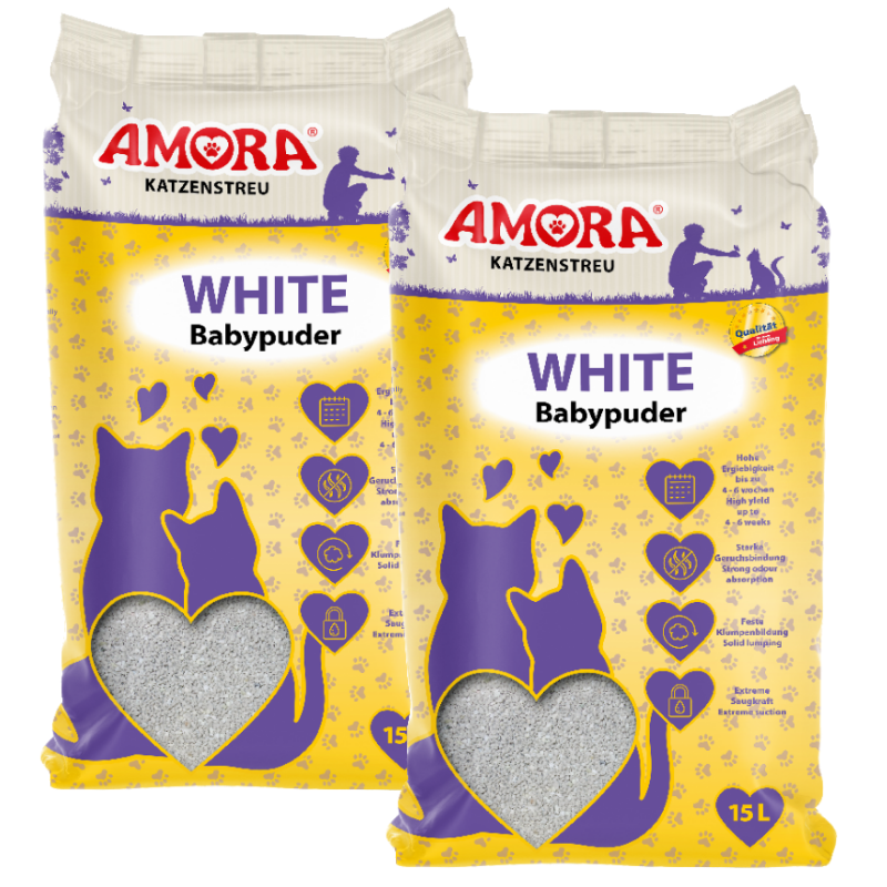 AMORA Katzenstreu White Babypuder