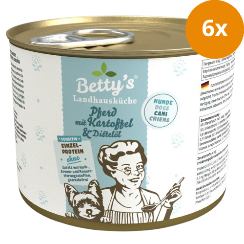 Bettys Landhausküche Hund Dose Sensitiv Pferd mit Kartoffel & Distelöl 200 g