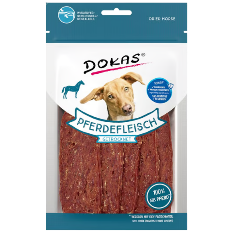 DOKAS Dog Pferdefleisch getrocknet 60 g | Hundesnack