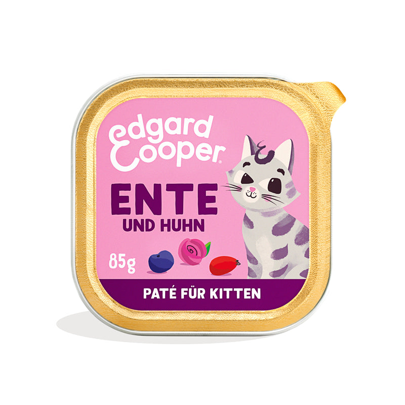 Edgard & Cooper Paté Kitten Freilaufente und Freilaufhuhn mit Blaubeeren, Rosenblüten und Hagebutten