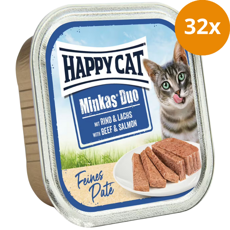 Happy Cat Minkas Schale Duo Rind & Lachs Paté 100 g