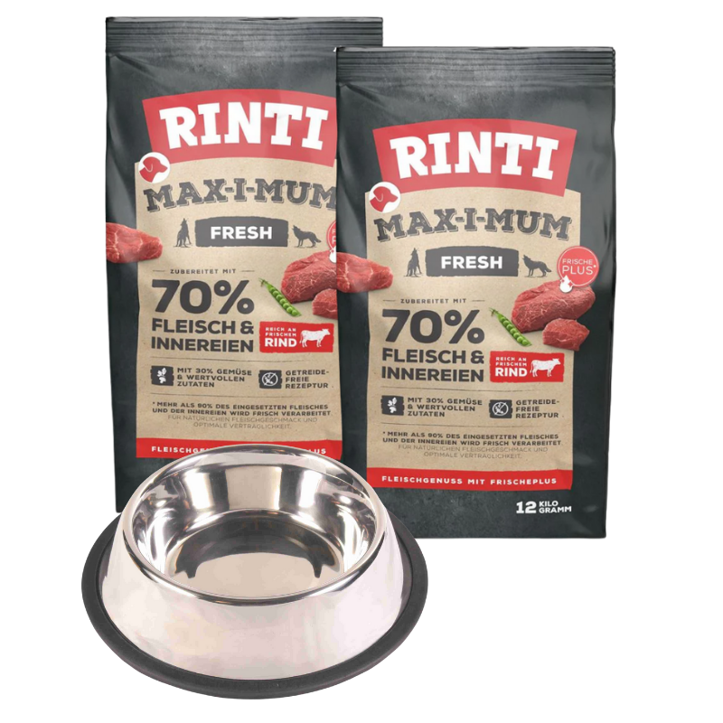 Rinti Max-i-Mum Rind 2 x 12 kg + GRATIS TRIXIE Napf