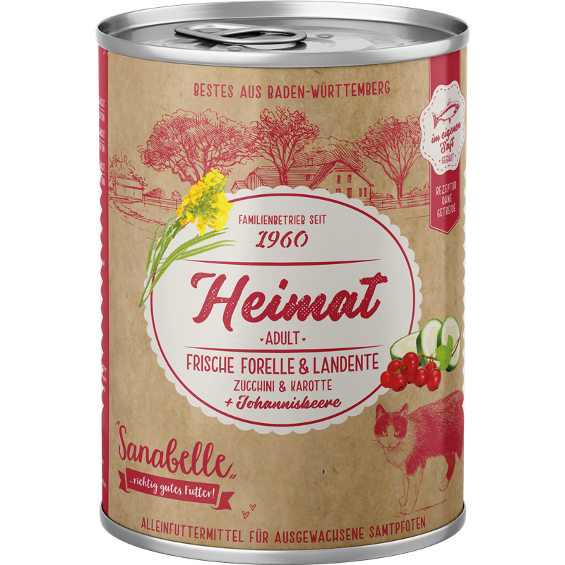 Sanabelle Heimat Dose frische Forelle & Landente mit Zucchini, Karotte und Johannisbeere 400 g