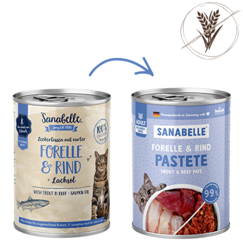 Sanabelle Nassfutter mit Forelle & Rind 400 g