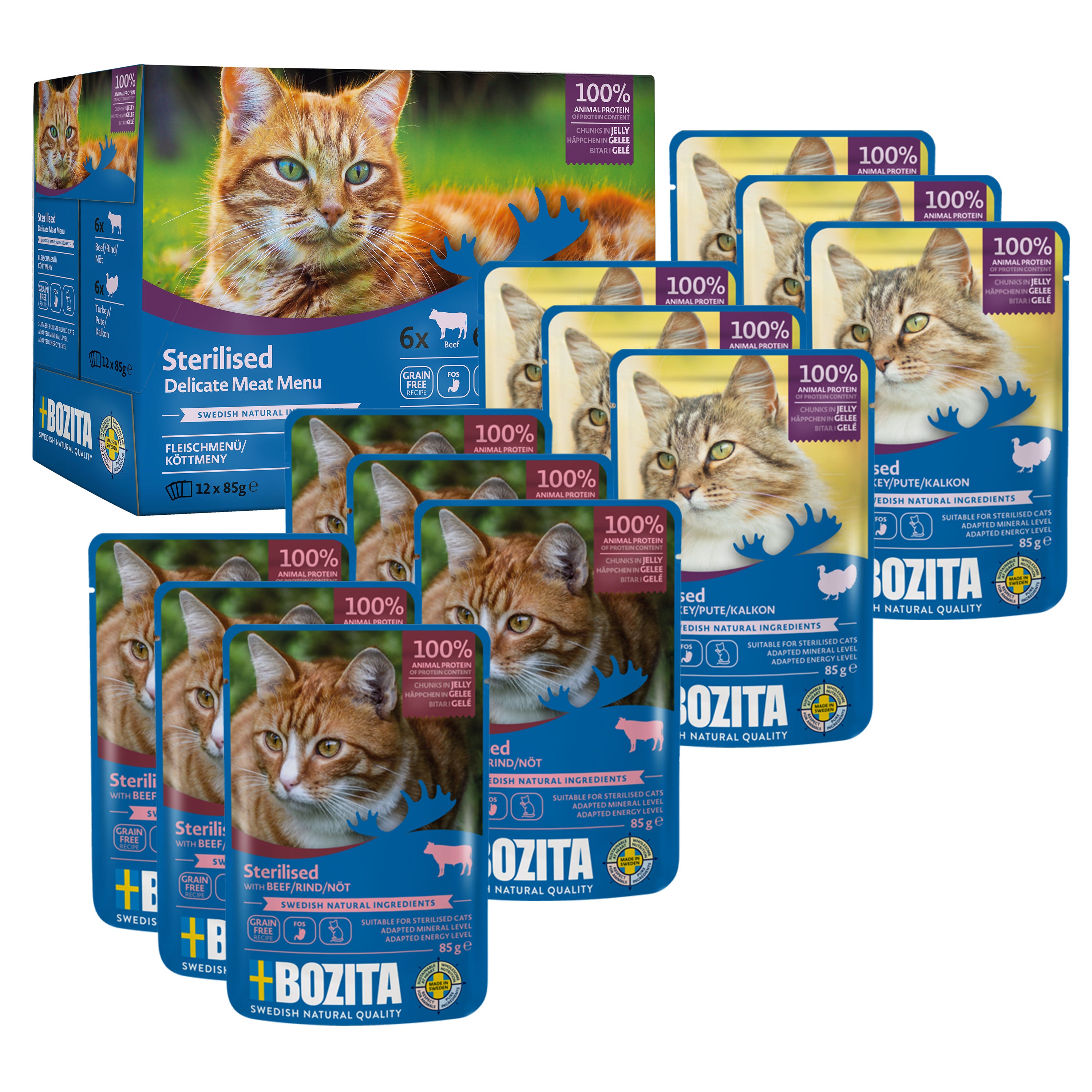 Bozita Häppchen in Gelee Pouch MB Sterilised mit Fleisch