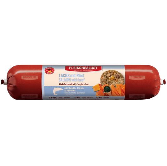 Fleischeslust Classic Lachs mit Rind, Karotte, Kokosflocken & Spirulina 800g
