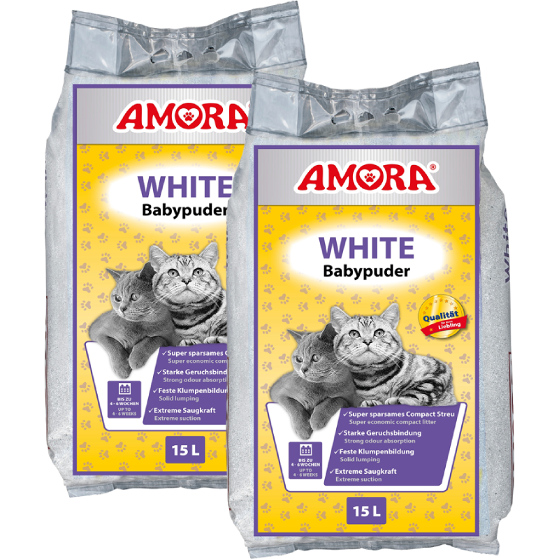 AMORA Katzenstreu White Babypuder