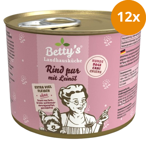 Bettys Landhausküche Hund Dose Rind pur mit Leinöl 200 g
