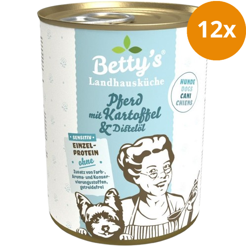 Bettys Landhausküche Hund Dose Sensitiv Pferd mit Kartoffel & Distelöl 400 g