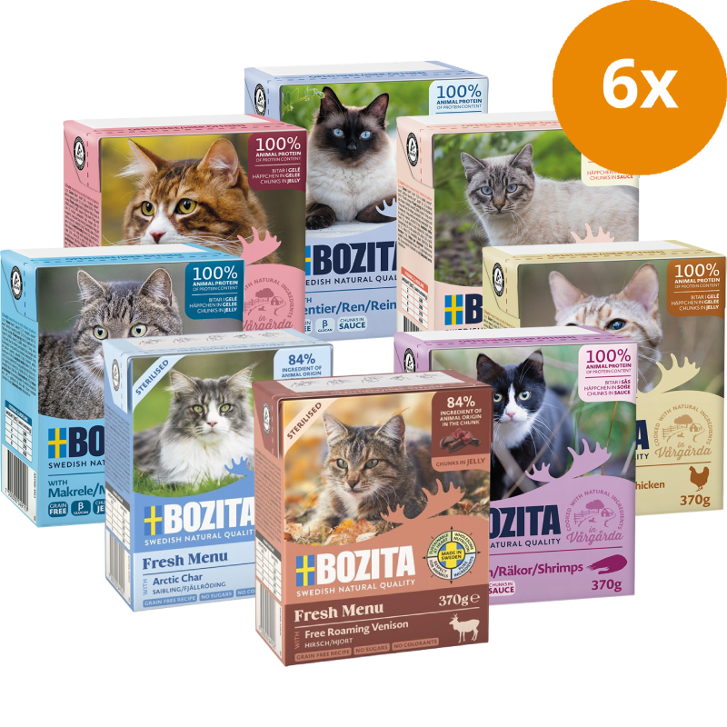 Bozita Megapack Vielfalt Fisch und Fleisch in Gelee und Sauce Mix 48er