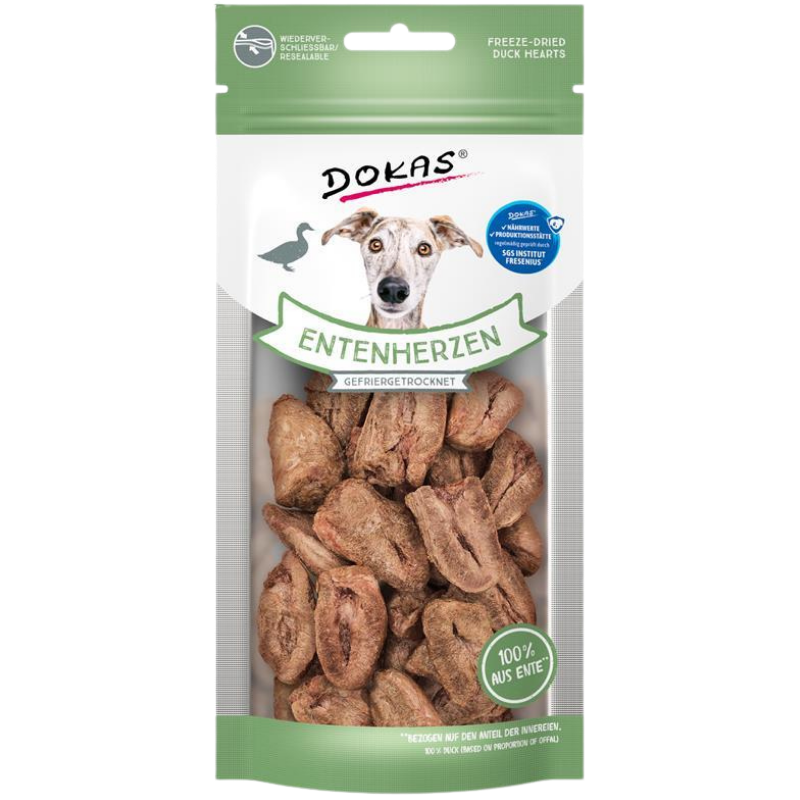 Dokas Dog Entenherzen gefriergetrocknet 22 g | Hundesnack