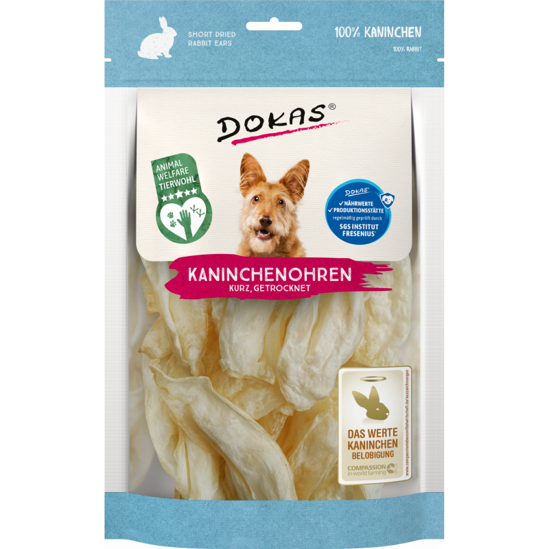 DOKAS Kaninchenohren 70 g | Hundesnack