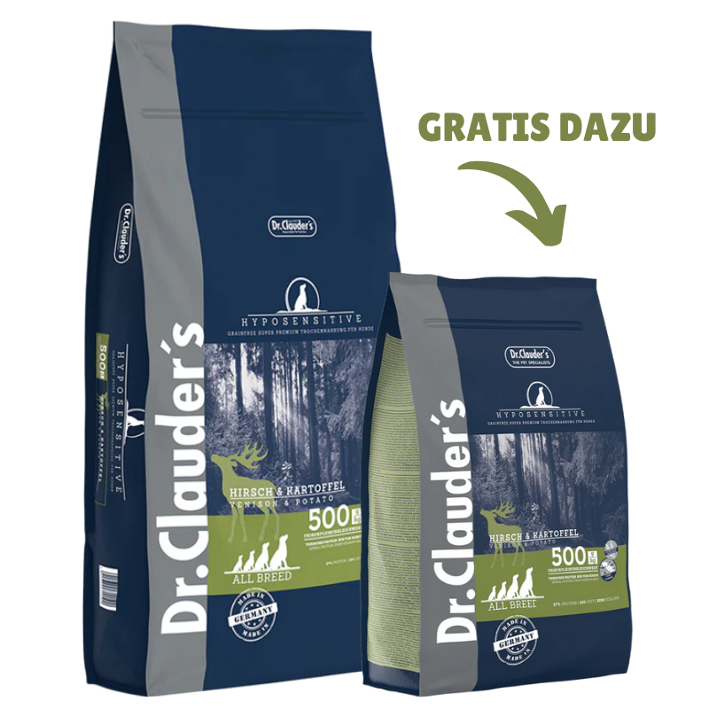 Dr.Clauder's Hyposensitive Hirsch & Kartoffel 11,5 kg + GRATIS 3,5 kg