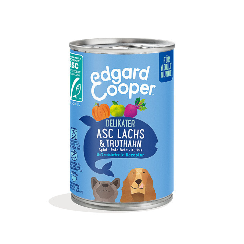Edrgard & Cooper getreidefreies Nassfutter Adult mit Lachs & Truthahn 400g
