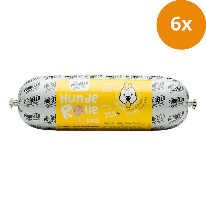 PURBELLO HundeRolle Huhn mit Möhren & Erbsen 800 g