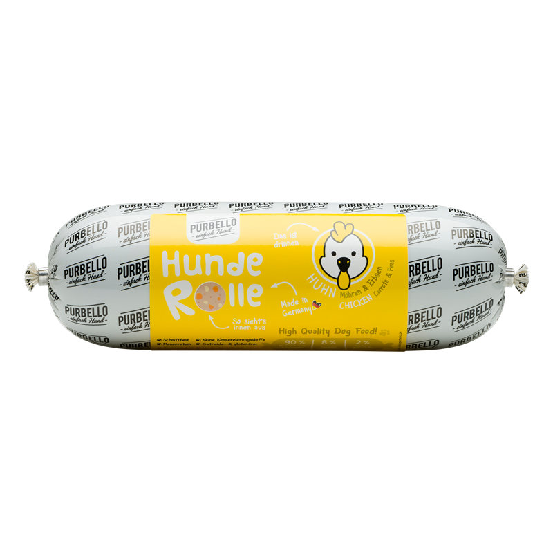 PURBELLO HundeRolle Huhn mit Möhren & Erbsen 800 g