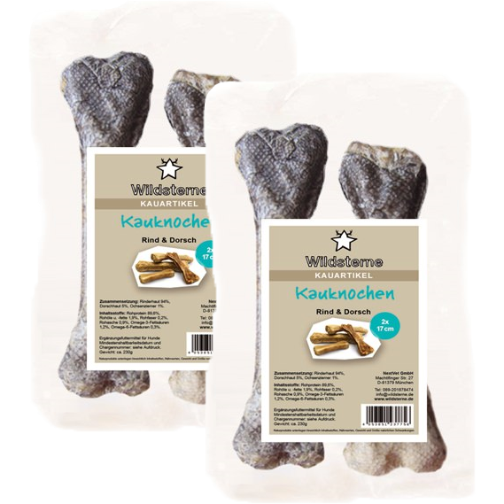Wildsterne Kauknochen Rind & Dorsch 17 cm (200 g)