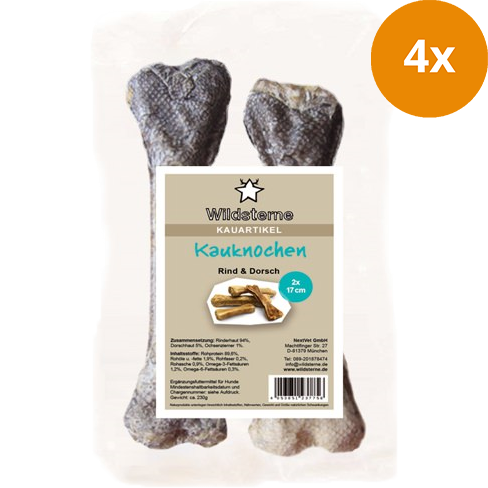 Wildsterne Kauknochen Rind & Dorsch 17 cm (200 g)